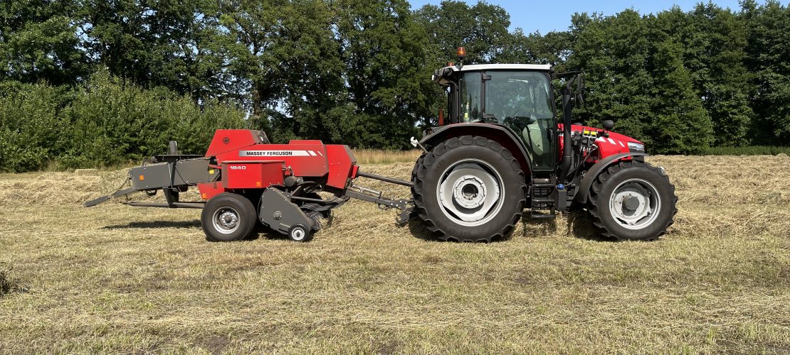 MF 5711 Global with MF 1840 small square baler